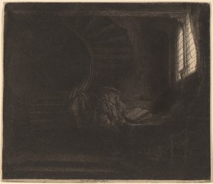 St. Jerome pimeässä kammiossa tekijältä Rembrandt van Rijn