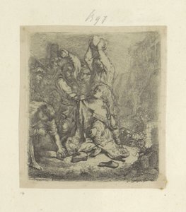 Steniging van Stefanus Kokoelma kahdeksankymmentäviisi alkuperäistä vedosta (sarjan nimi) tekijältä Rembrandt van Rijn