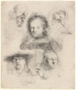 Saskian päällikön ja muiden opintoja tekijältä Rembrandt van Rijn
