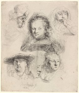 Tutkimuksia Saskian pään ja muiden kuvista tekijältä Rembrandt van Rijn