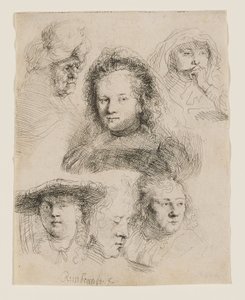 Tutkimuksia Saskian pään ja muiden kuvista tekijältä Rembrandt van Rijn