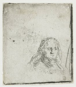 Tutkimus naisen päästä tekijältä Rembrandt van Rijn
