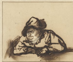 Näyttelijä Willem Bartholsz Ruyter talonpojana Näyttelijä Willem Bartholsz Ruyter talonpojana tekijältä Rembrandt van Rijn