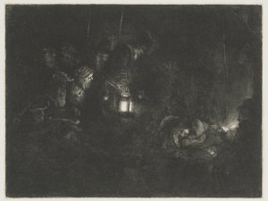 Paimenten palvonta Paimenten palvonta: yöpala tekijältä Rembrandt van Rijn