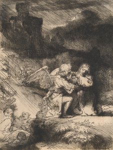 Agony in the garden, n. 1657 (etsaus ja kuivakärki) tekijältä Rembrandt van Rijn