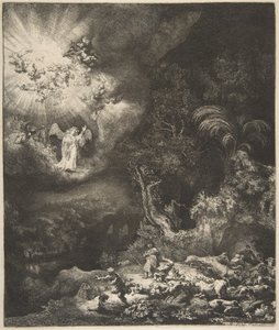 Enkeli ilmestyy paimenille, 1634. tekijältä Rembrandt van Rijn