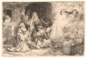 Enkeli lähtemässä Tobitin perheestä tekijältä Rembrandt van Rijn