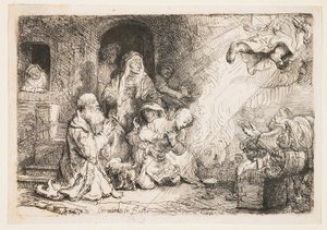 Enkeli lähtemässä Tobiaksen perheestä tekijältä Rembrandt van Rijn