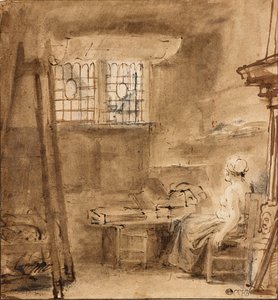 Taiteilijan ateljee, 1659 tekijältä Rembrandt van Rijn