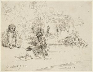 Uimarit (Bartsch 195; Hind 250 II) tekijältä Rembrandt van Rijn