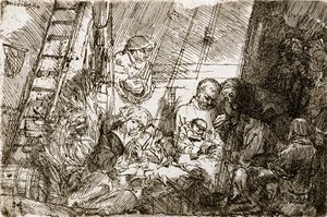 Ympärileikkaus tallissa, 1654 tekijältä Rembrandt van Rijn