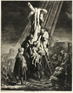 Laskeutuminen ristiltä: Toinen levy tekijältä Rembrandt van Rijn