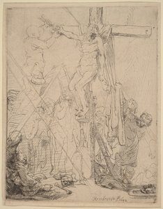 Ristiinnaulitun laskeminen ristiltä: luonnos tekijältä Rembrandt van Rijn
