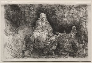 Lento Egyptiin: Puron ylittäminen, 1654. tekijältä Rembrandt van Rijn