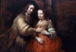 Juutalainen morsian, rakastava pariskunta, 1667 tekijältä Rembrandt van Rijn