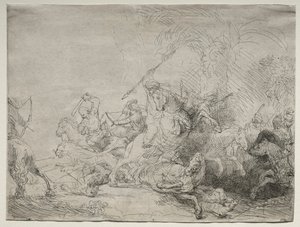 Suuri leijonametsästys, 1641. tekijältä Rembrandt van Rijn
