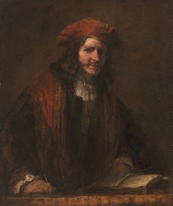 Mies punaisella lippalla, n. 1660 tekijältä Rembrandt van Rijn