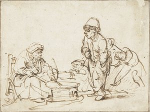 Pannukakkunainen, n. 1635. tekijältä Rembrandt van Rijn