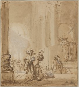 Vertaus veronkerääjästä ja fariseuksesta tekijältä Rembrandt van Rijn
