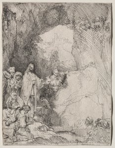 Lasaruksen herättäminen: Pieni lautanen, 1642. tekijältä Rembrandt van Rijn