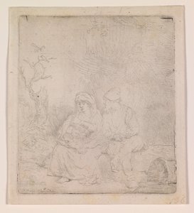 Lennon aikana vietetty lepo (kevyesti kaiverrettu) tekijältä Rembrandt van Rijn