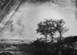Kolme puuta, 1643 tekijältä Rembrandt van Rijn