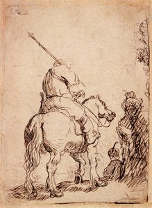 Turbaaninen sotilas hevosen selässä, 1632 tekijältä Rembrandt van Rijn