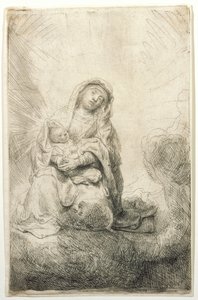 Neitsyt ja Lapsi pilvissä tekijältä Rembrandt van Rijn