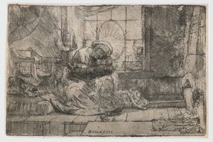 Neitsyt ja lapsi kissan ja käärmeen kanssa Neitsyt ja lapsi kissan ja käärmeen kanssa tekijältä Rembrandt van Rijn