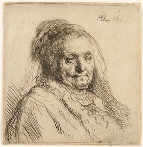 Taiteilijan äiti, pää ja rintakuva, 1628. tekijältä Rembrandt van Rijn