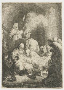 Ympärileikkaus: pieni laatta tekijältä Rembrandt van Rijn