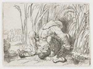 Munkki maissipellolla tekijältä Rembrandt van Rijn