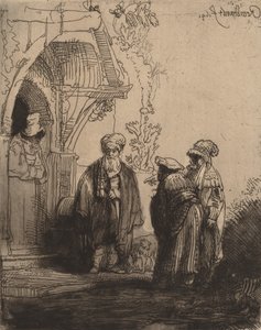 Kolme itämaista hahmoa Jacob ja Laban, 1641. tekijältä Rembrandt van Rijn