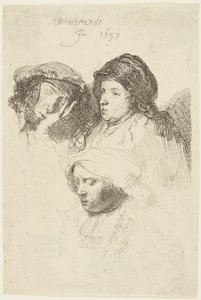 Kolmen naisen päät tekijältä Rembrandt van Rijn