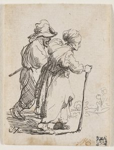 Kaksi kulkuria, mies ja nainen tekijältä Rembrandt van Rijn