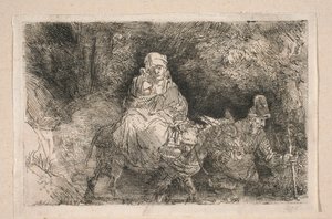 Pako Egyptiin – Pyhä perhe ylittää puron tekijältä Rembrandt van Rijn