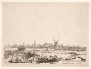 Näkymä Amsterdamin suuntaan tekijältä Rembrandt van Rijn