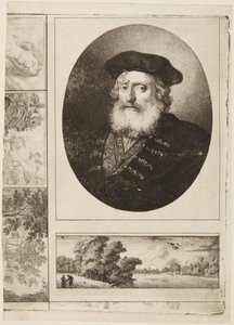 Vanha mies baskeri päässä tekijältä Rembrandt van Rijn
