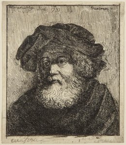 Vanha mies lakki päässä tekijältä Rembrandt van Rijn