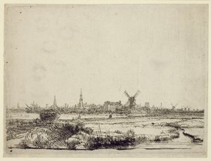 Näkymä Amsterdamiin, noin 1640 tekijältä Rembrandt van Rijn