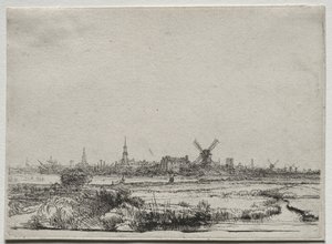 Näkymä Amsterdamiin luoteesta, n. 1640. tekijältä Rembrandt van Rijn