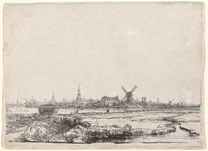 Näkymä Amsterdamiin luoteesta tekijältä Rembrandt van Rijn