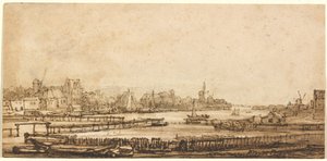 Näkymä Amstelille vallilta tekijältä Rembrandt van Rijn