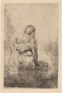 Neitsyt ja lapsi pilvissä tekijältä Rembrandt van Rijn