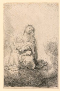 Neitsyt ja lapsi pilvissä tekijältä Rembrandt van Rijn