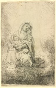 Neitsyt ja Lapsi pilvissä tekijältä Rembrandt van Rijn