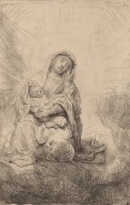 Neitsyt ja lapsi pilvissä, 1641. tekijältä Rembrandt van Rijn