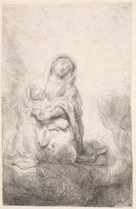 Neitsyt ja lapsi pilvissä tekijältä Rembrandt van Rijn