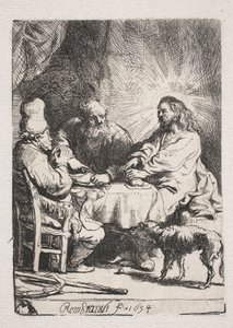 Illallinen Emmauksessa (pieni levy) tekijältä Rembrandt van Rijn