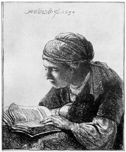 Woman Reading, 1634, 1912. tekijältä Rembrandt van Rijn